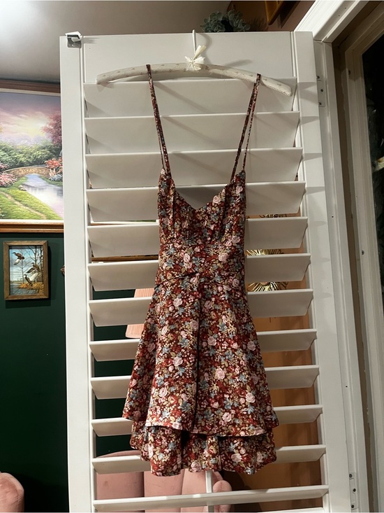 Altar'd State Dresses & Skirts - Floral Tiered Sundress with Spaghetti Straps - Burgundy Floral